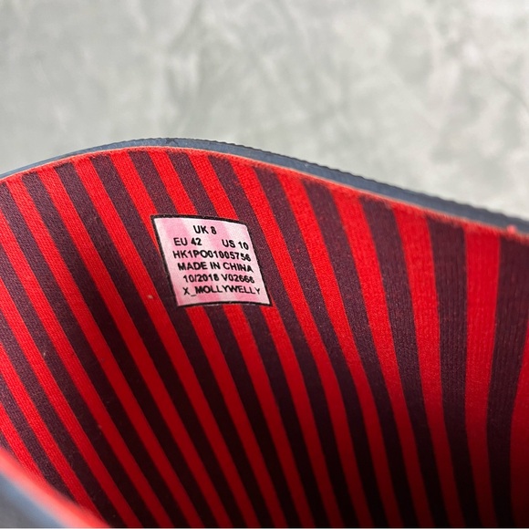 Joules Molly Dog Print Welly Rain Boots US Size 10 Slip On Galoshes Navy Blue - Picture 13 of 16